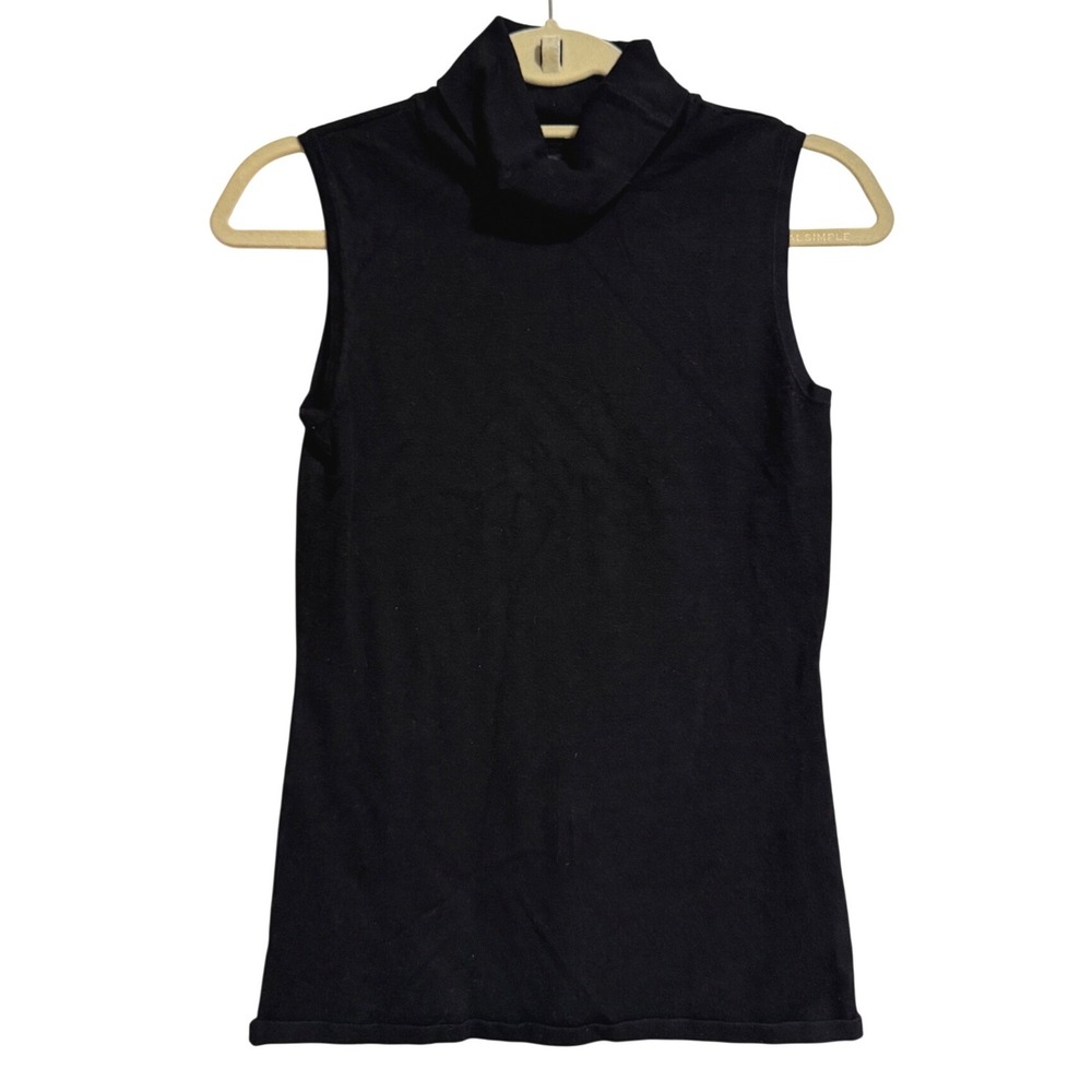 Venus Womens Sleeveless Turtleneck Sweater Black Knit Top Size M